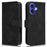 For iPhone 16 Plus Leather Case Skin-Feel Anti-Drop Wallet Flip Phone Cover - Black - 1