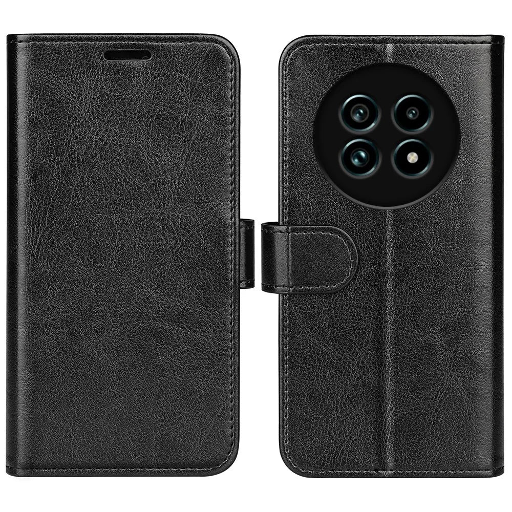 For Realme 13 Pro 5G (Global) / 13 Pro+ 5G (Global) Wallet Case Crazy Horse Texture Stand Leather Phone Cover - Black - 1