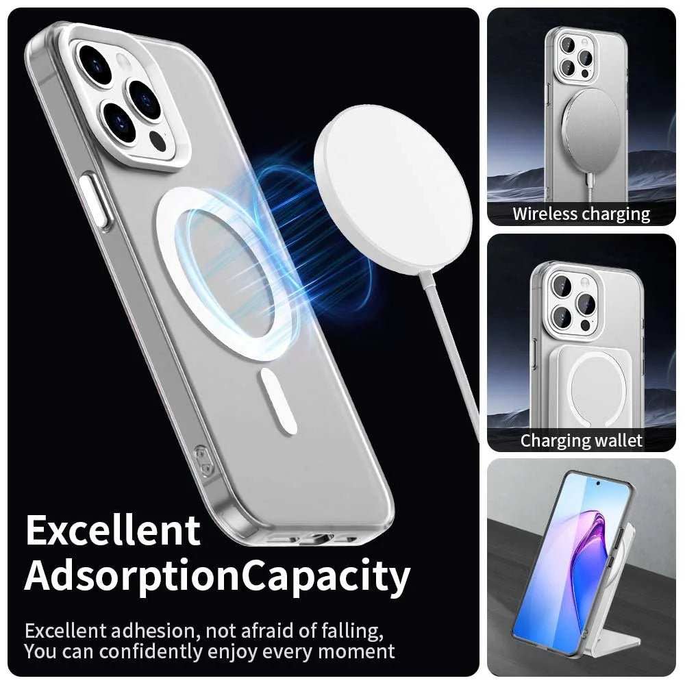 Candy Series For iPhone 15 Pro Max Case Compatible with MagSafe PC+TPU+PET Anti-Drop Phone Cover - White - 3