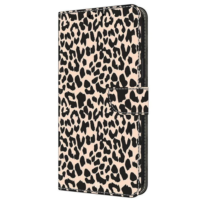 For iPhone 16 Case Pattern Printed Protective Cover TPU+PU Leather Flip Phone Case - Leopard Print - 4