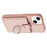 For iPhone 15 Plus / 14 Plus Case Drawing Type Card Slots Litchi Texture Leather Back Cover with Ring Kickstand - Rose Gold - 3