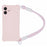 For iPhone 16 Case Reinforced Corner Shockproof TPU Phone Cover with Wrist Strap - Pink - 1