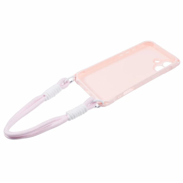 For iPhone 16 Case Reinforced Corner Shockproof TPU Phone Cover with Wrist Strap - Pink - 6
