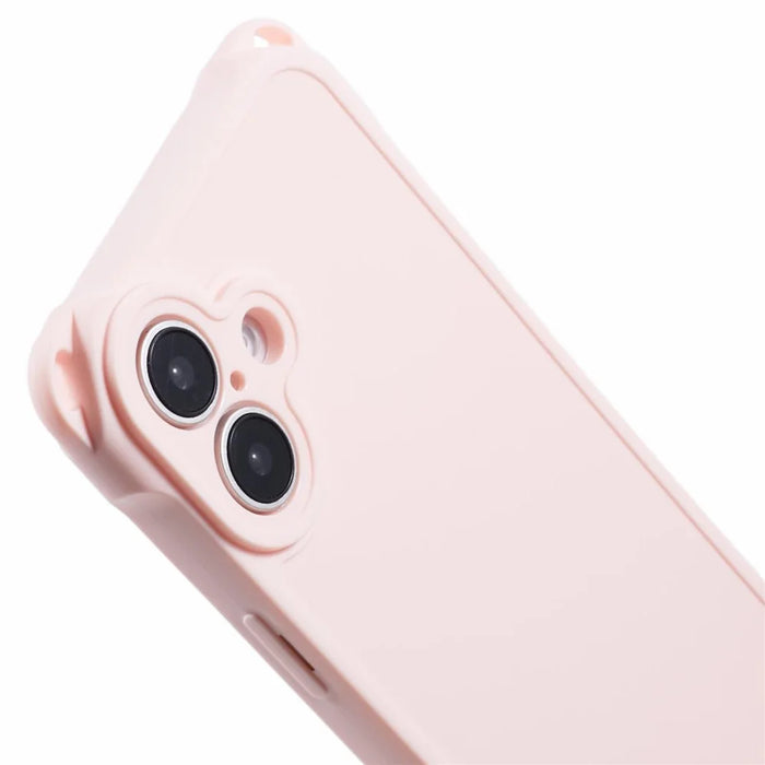 For iPhone 16 Case Reinforced Corner Shockproof TPU Phone Cover with Wrist Strap - Pink - 7