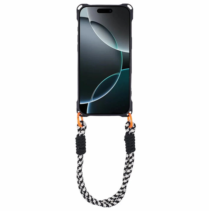 For iPhone 16 Pro Case Reinforced Corner Shockproof TPU Phone Cover with Wrist Strap - Black - 2