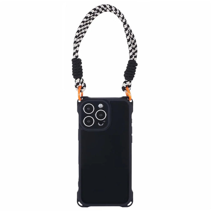For iPhone 16 Pro Case Reinforced Corner Shockproof TPU Phone Cover with Wrist Strap - Black - 3