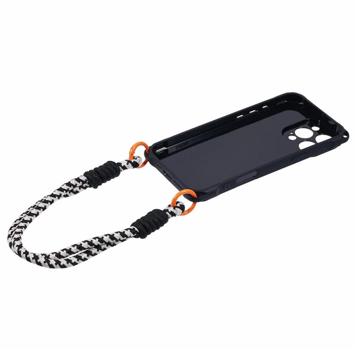 For iPhone 16 Pro Case Reinforced Corner Shockproof TPU Phone Cover with Wrist Strap - Black - 6