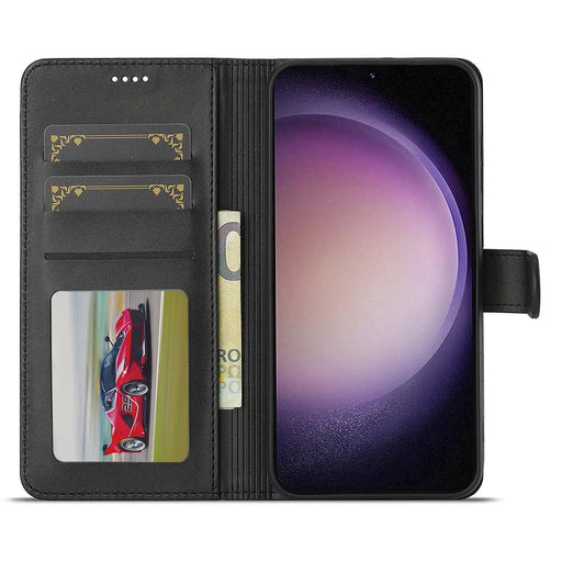 LC.IMEEKE For Samsung Galaxy A16 5G / A16 4G Case Calf Texture PU Leather Stand Wallet Phone Cover - Black - 2