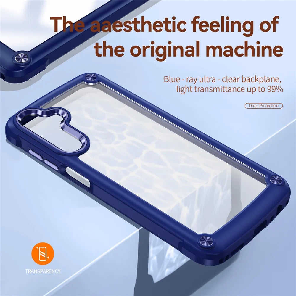 For Samsung Galaxy A16 5G / A16 4G Case Anti-Drop Alloy Lens Frame PC+TPU Phone Cover - Blue - 2