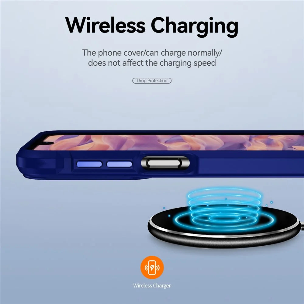 For Samsung Galaxy A16 5G / A16 4G Case Anti-Drop Alloy Lens Frame PC+TPU Phone Cover - Blue - 7