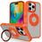 For iPhone 16 Pro Case TPU+PC Matte Backplate Phone Cover with Silicone Ring Kickstand - Orange - 1