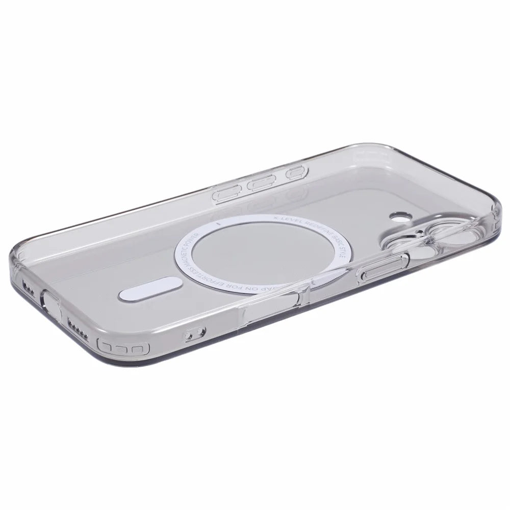 X-LEVEL For iPhone 16 Case Compatible with MagSafe Matte Tempered Glass+TPU Phone Cover - Transparent Black - 5