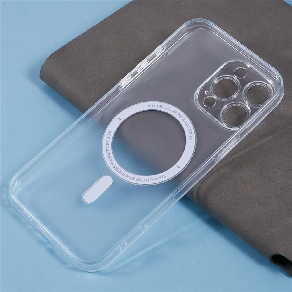 X-LEVEL For iPhone 16 Pro Max Case Compatible with MagSafe Matte Tempered Glass+TPU Phone Cover - Transparent - 7
