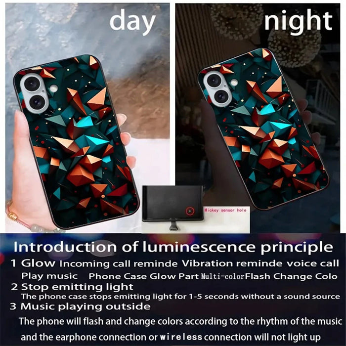 For iPhone 16 Case Call Flash Series Pattern Printing Tempered Glass + TPU Combo Phone Case - Colorful Diamond Pattern - 7