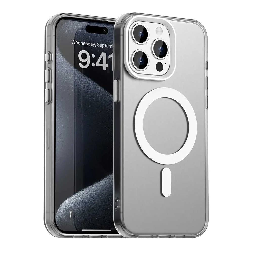 Candy Series For iPhone 15 Pro Case Compatible with MagSafe PC+TPU+PET Anti-Drop Phone Cover - White - 1
