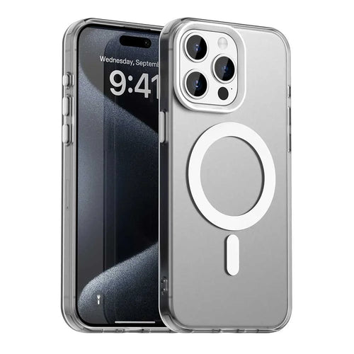 Candy Series For iPhone 15 Pro Case Compatible with MagSafe PC+TPU+PET Anti-Drop Phone Cover - White - 1