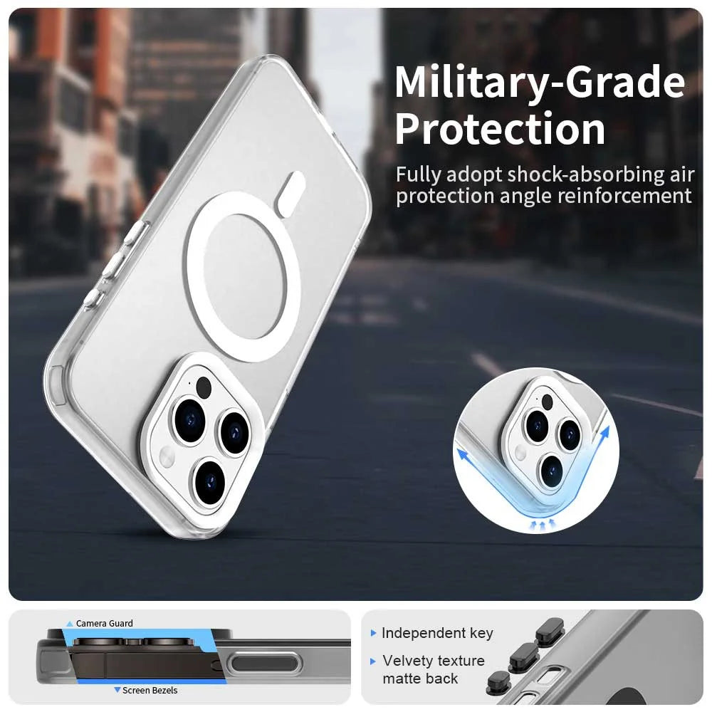Candy Series For iPhone 15 Pro Case Compatible with MagSafe PC+TPU+PET Anti-Drop Phone Cover - White - 2