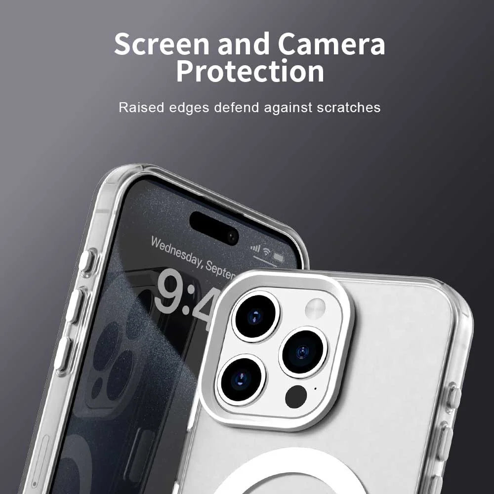 Candy Series For iPhone 15 Pro Case Compatible with MagSafe PC+TPU+PET Anti-Drop Phone Cover - White - 7
