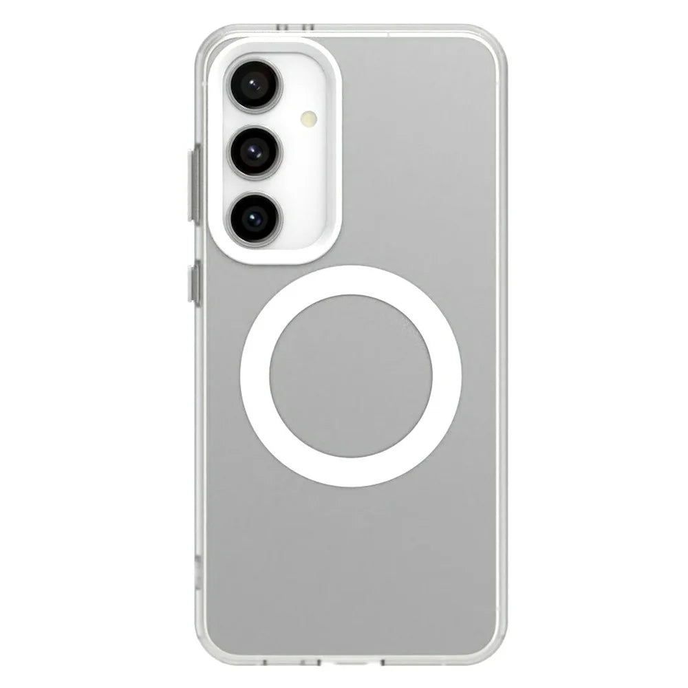 Candy Series For Samsung Galaxy S24 FE Magnetic Case PC+TPU+PET Anti-Drop Phone Cover - White - 2