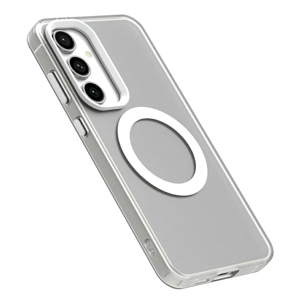 Candy Series For Samsung Galaxy S24 FE Magnetic Case PC+TPU+PET Anti-Drop Phone Cover - White - 6