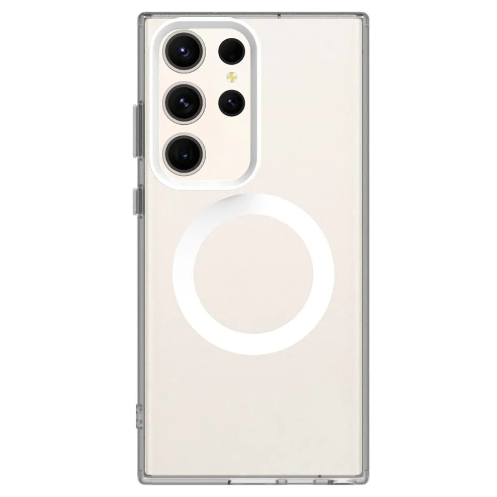 Candy Series For Samsung Galaxy S23 Ultra Magnetic Case PC+TPU+PET Anti-Drop Phone Cover - White - 2
