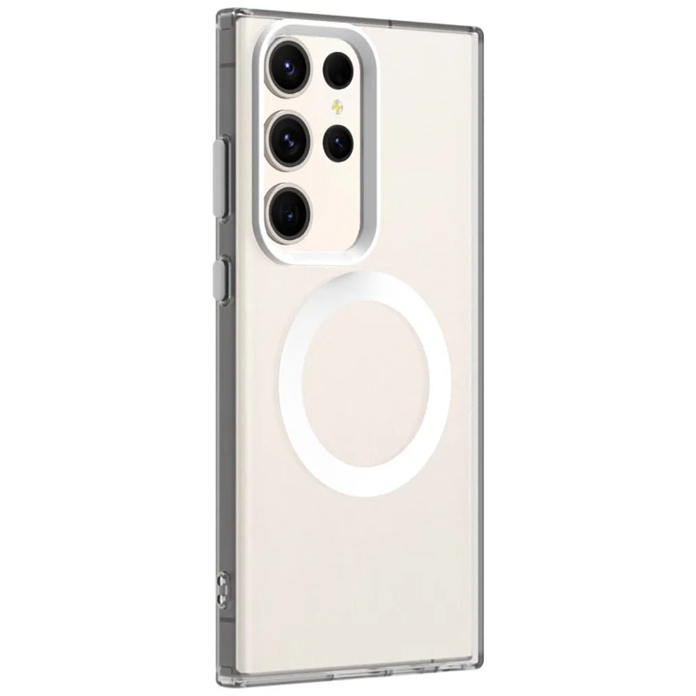 Candy Series For Samsung Galaxy S23 Ultra Magnetic Case PC+TPU+PET Anti-Drop Phone Cover - White - 4