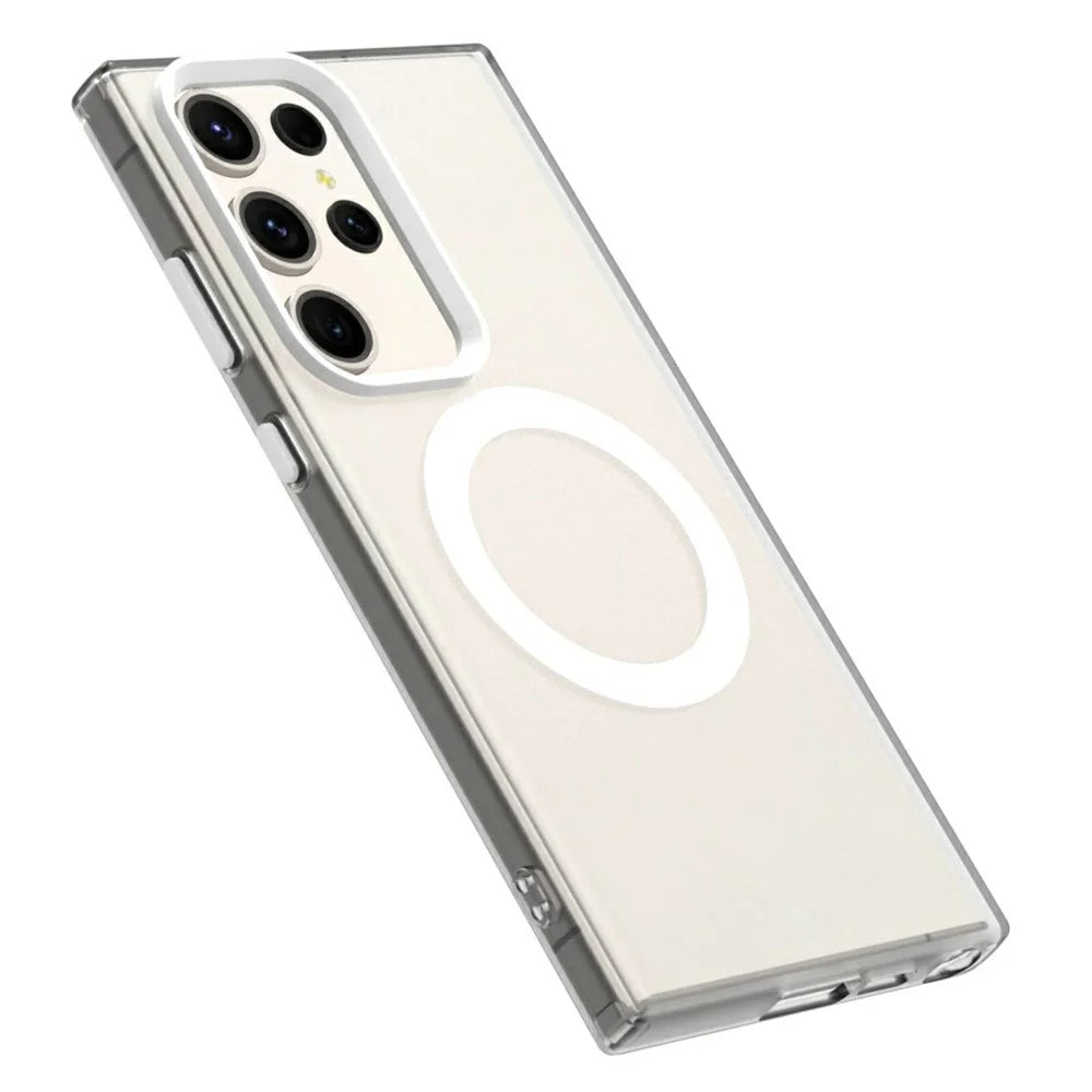 Candy Series For Samsung Galaxy S23 Ultra Magnetic Case PC+TPU+PET Anti-Drop Phone Cover - White - 6