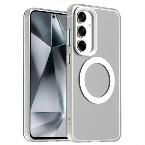 Candy Series For Samsung Galaxy S25 / S24 Magnetic Case PC+TPU+PET Anti-Drop Phone Cover - White - 1