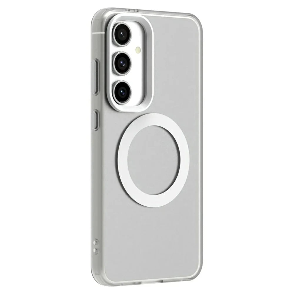 Candy Series For Samsung Galaxy S25 / S24 Magnetic Case PC+TPU+PET Anti-Drop Phone Cover - White - 4