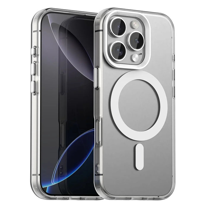Candy Series For iPhone 16 Pro Case Compatible with MagSafe PC+TPU+PET Anti-Drop Phone Cover - White - 1