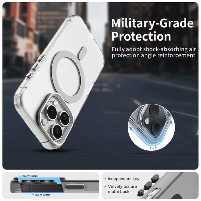 Candy Series For iPhone 16 Pro Case Compatible with MagSafe PC+TPU+PET Anti-Drop Phone Cover - White - 2
