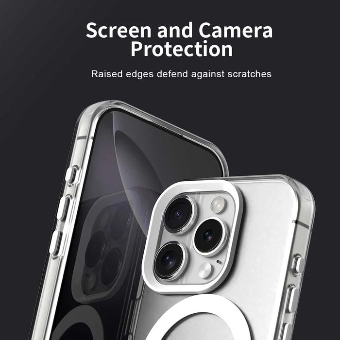Candy Series For iPhone 16 Pro Case Compatible with MagSafe PC+TPU+PET Anti-Drop Phone Cover - White - 7