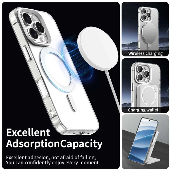 Candy Series For iPhone 16 Pro Max Case Compatible with MagSafe PC+TPU+PET Anti-Drop Phone Cover - White - 3