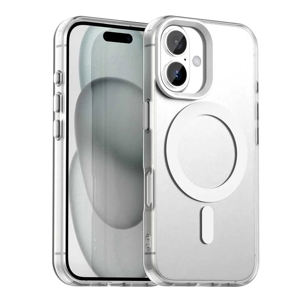 Candy Series For iPhone 16 Plus Case Compatible with MagSafe PC+TPU+PET Anti-Drop Phone Cover - White - 1
