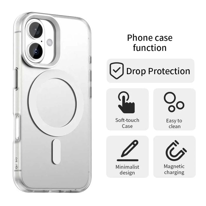 Candy Series For iPhone 16 Plus Case Compatible with MagSafe PC+TPU+PET Anti-Drop Phone Cover - White - 4