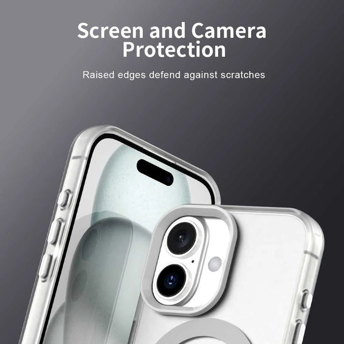 Candy Series For iPhone 16 Plus Case Compatible with MagSafe PC+TPU+PET Anti-Drop Phone Cover - White - 7