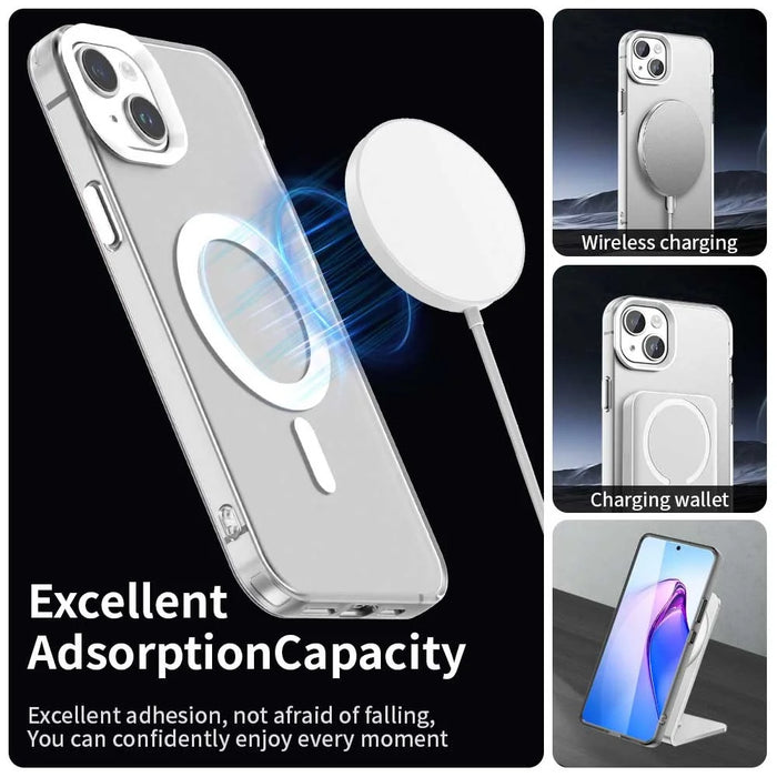 Candy Series For iPhone 14  /  13 Case Compatible with MagSafe PC+TPU+PET Anti-Drop Phone Cover - White - 3