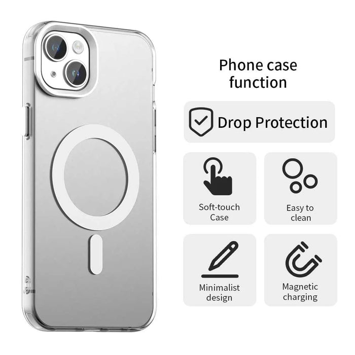 Candy Series For iPhone 14  /  13 Case Compatible with MagSafe PC+TPU+PET Anti-Drop Phone Cover - White - 4