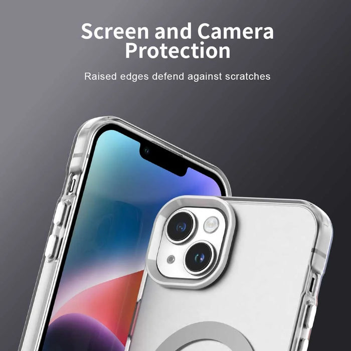 Candy Series For iPhone 14  /  13 Case Compatible with MagSafe PC+TPU+PET Anti-Drop Phone Cover - White - 7