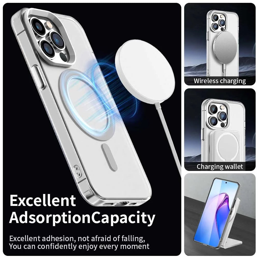 Candy Series For iPhone 13 Pro Case Compatible with MagSafe PC+TPU+PET Anti-Drop Phone Cover - White - 3
