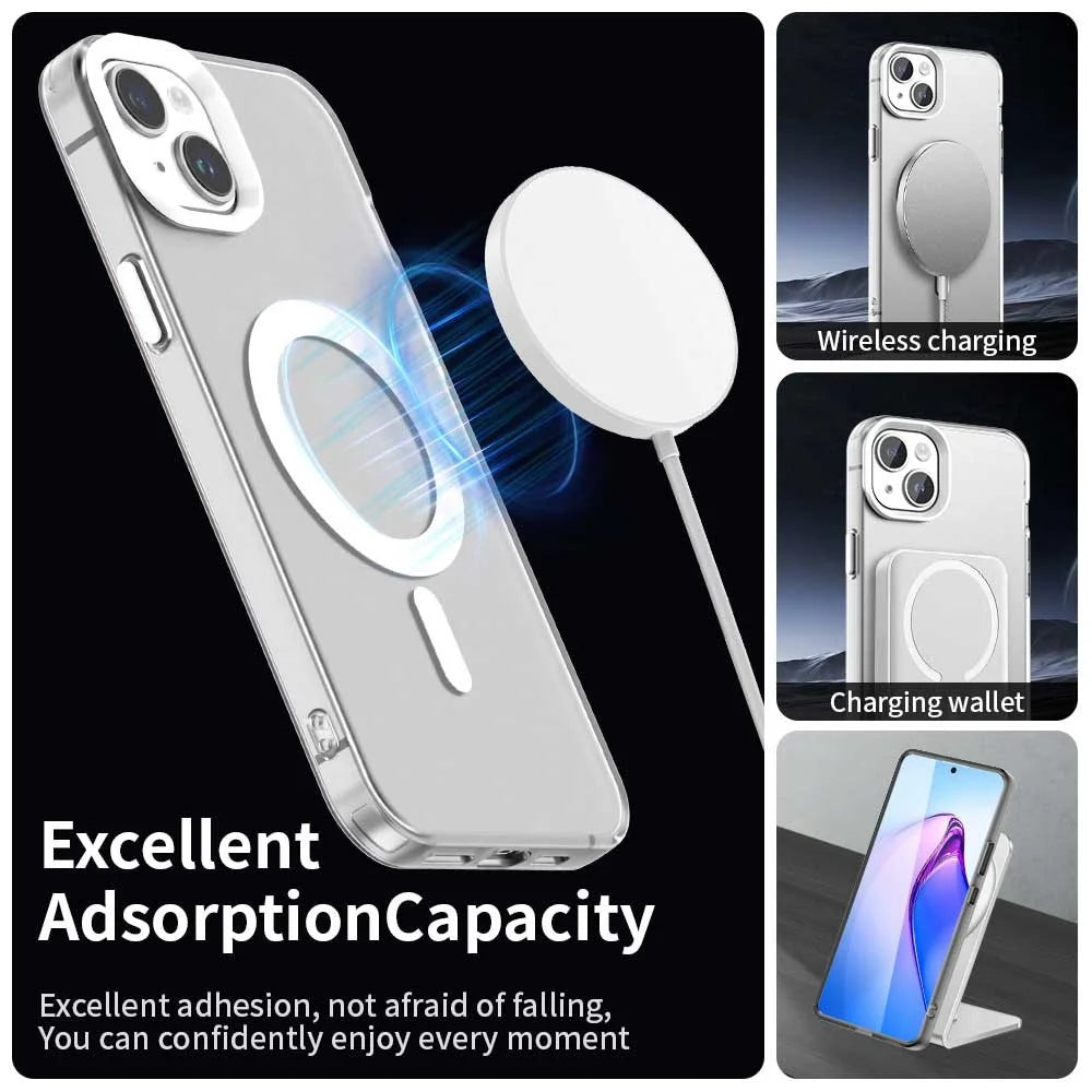 Candy Series For iPhone 15 Plus / 14 Plus Case Compatible with MagSafe PC+TPU+PET Anti-Drop Phone Cover - White - 3
