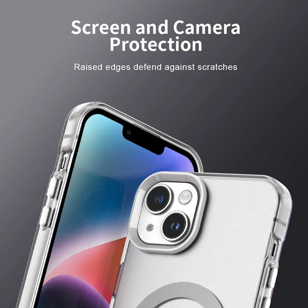 Candy Series For iPhone 15 Plus / 14 Plus Case Compatible with MagSafe PC+TPU+PET Anti-Drop Phone Cover - White - 7