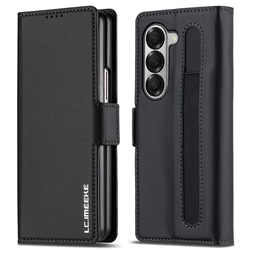 LC.IMEEKE L1 For Samsung Galaxy Z Fold6 5G Stand Case Texture PU Leather Wallet Phone Cover - Black - 1
