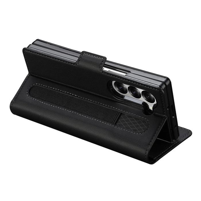 LC.IMEEKE L1 For Samsung Galaxy Z Fold6 5G Stand Case Texture PU Leather Wallet Phone Cover - Black - 4