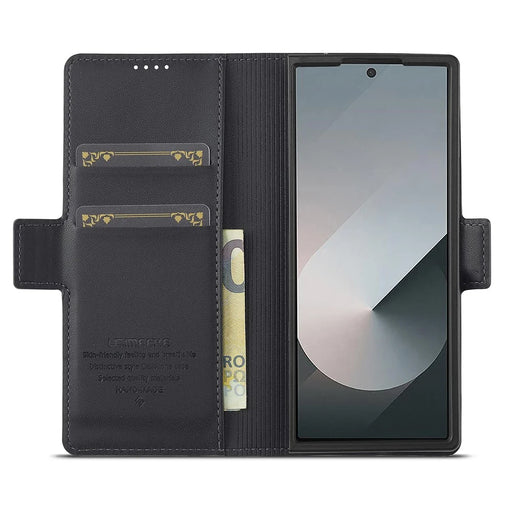 LC.IMEEKE L1 For Samsung Galaxy Z Fold5 5G Stand Case Texture PU Leather Wallet Phone Cover - Black - 2