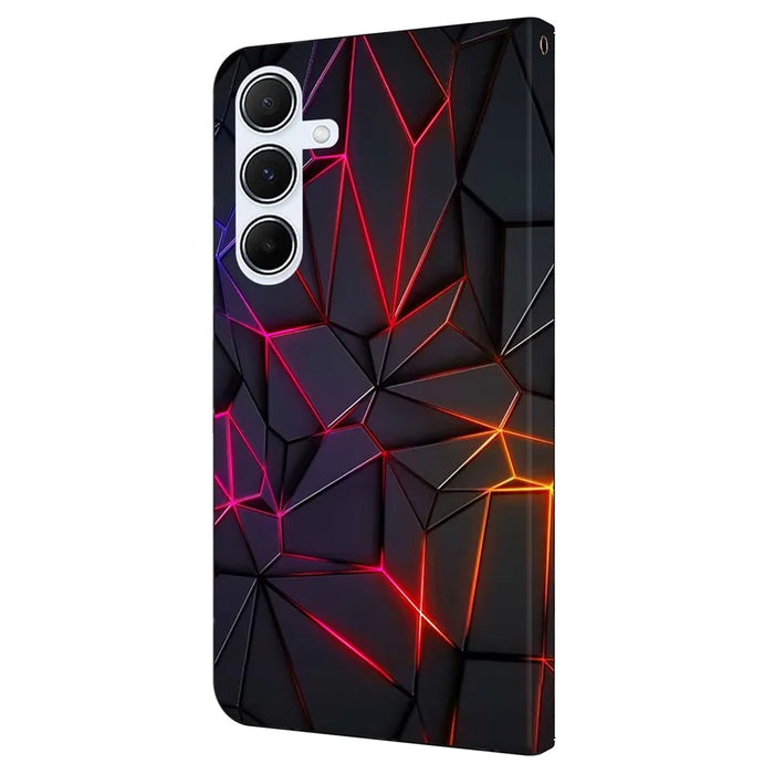 For Samsung Galaxy A05s 4G Case Pattern Printed Protective Cover TPU+PU Leather Flip Phone Case - Red Cracks - 5