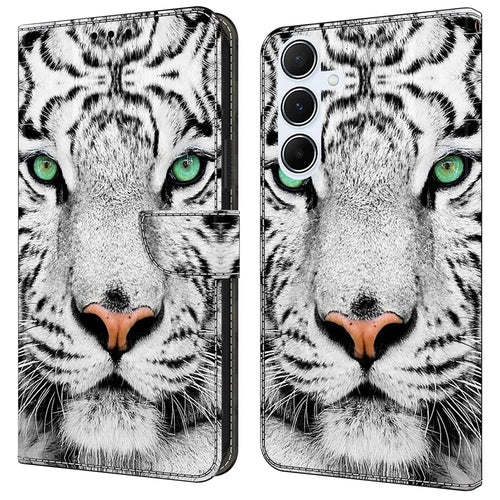 For Samsung Galaxy A15 4G / 5G Case Pattern Printed Protective Cover TPU+PU Leather Flip Phone Case - Tiger Face - 1