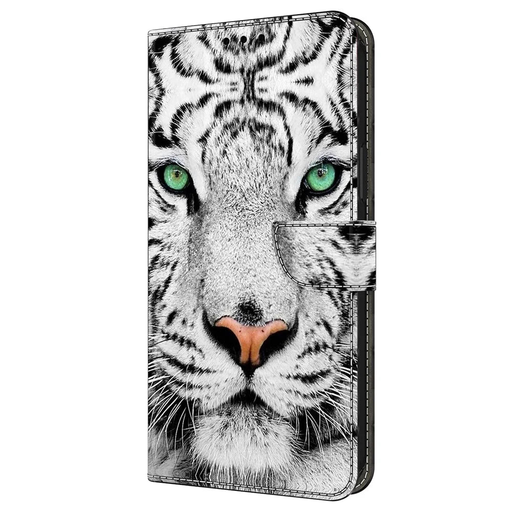 For Samsung Galaxy A15 4G / 5G Case Pattern Printed Protective Cover TPU+PU Leather Flip Phone Case - Tiger Face - 4