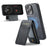FIERRE SHANN 025 Style For iPhone 16 Pro Max Case Leather+TPU Detachable Card Slots Phone Cover - Black - 1