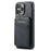 FIERRE SHANN 025 Style For iPhone 16 Pro Case Leather+TPU Detachable Card Slots Phone Cover - Black - 2